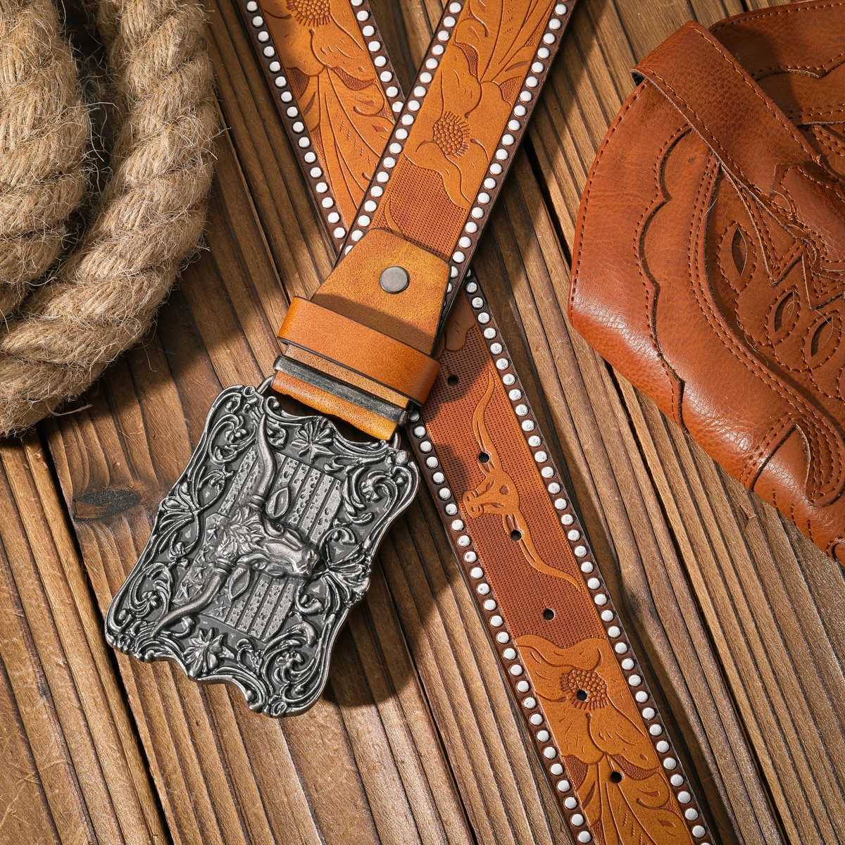 A casual and retro belt a waist accessory for Western-style clothing metal buckle PU belt suitable for both men and women. X250614