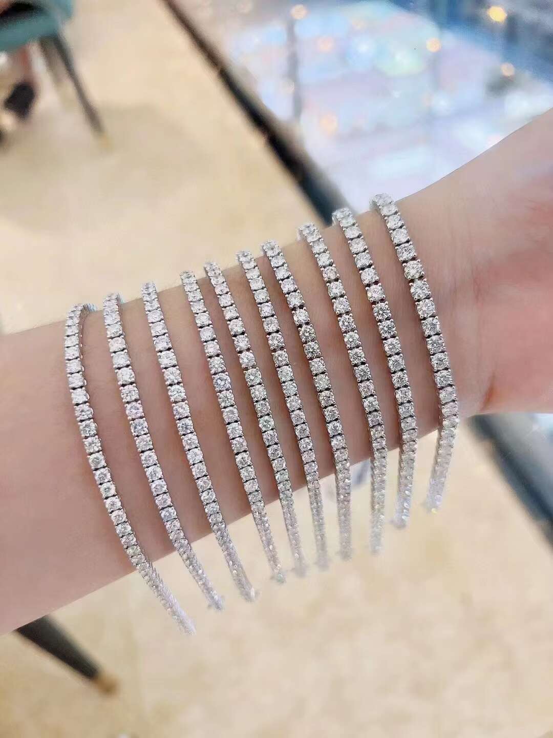 Fine Jewelry Manufacturer 14k Solid Gold Hip Hop Jewelry Moissanite Tennis Link Permanent Bracelet Chains Tennis Bracelet