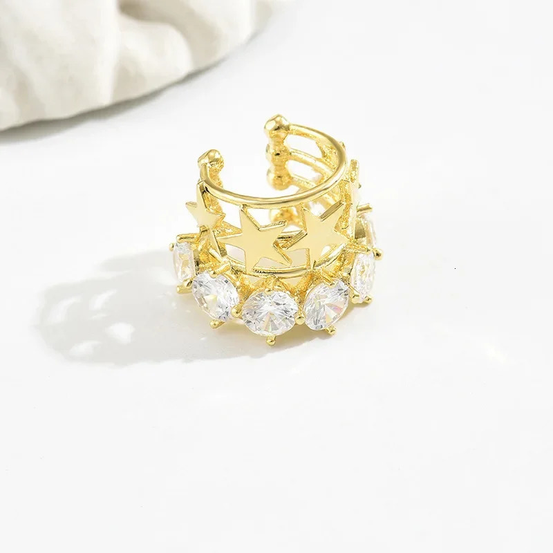 French Elegant Hollow out Embedded Zirconia No Piercing Ear Cuff Sensation Jewelry Ear Decorations without Hole 250610