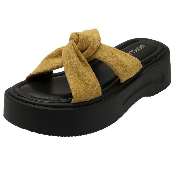 Ddmyoutdoor Summer New Platform Thick Sole Slippers For Women Outdoor Cross Open Toe One Strap Height Increasing Casual Sandals Outdoor Shoes