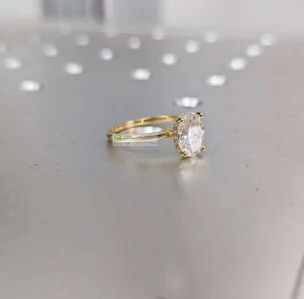 Foxi Moissanite Jewelry Solid 14K Gold Lab Grown Diamond Wedding Ring Classic Hidden Halo Oval Cut Solitaire Engagement Ring