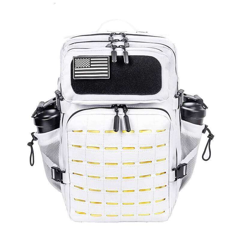 LHI Tactical Backpack For Men And Women White Molle Daypack Spotrs 3 Day Bug Out Bag Athlete Gym Rucksack With Bottle Holder