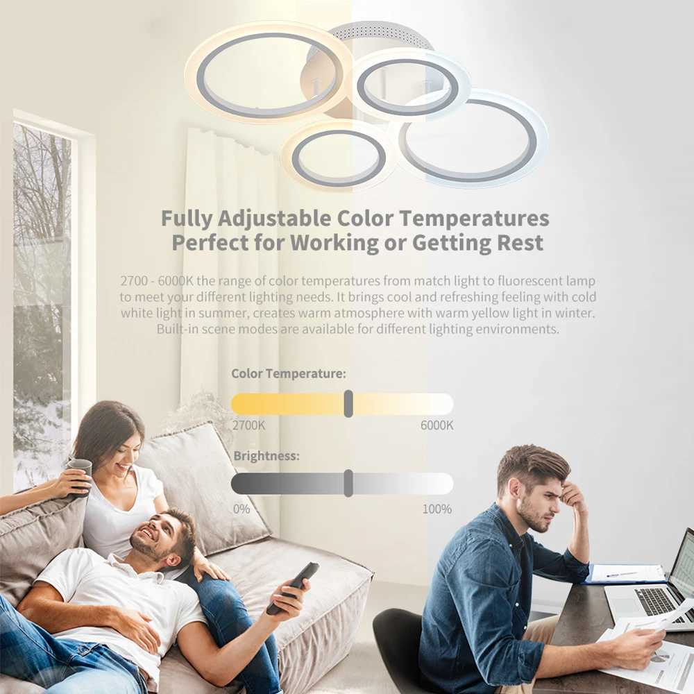 LED Acrylic Ceiling Light Chandelier Ring Pendant Lights Lamp Dimming Remote Control Indoor Lighting Fixture Bedroom Living Room XJ2500613