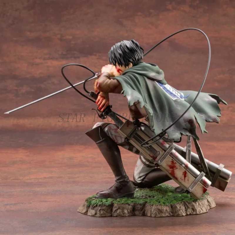 Attack On Titan Action Figure Levi Ackerman Figurine 18cm Collection Shingeki no Kyojin Statue Battle Damage Rivaille Model Toys XJ250614