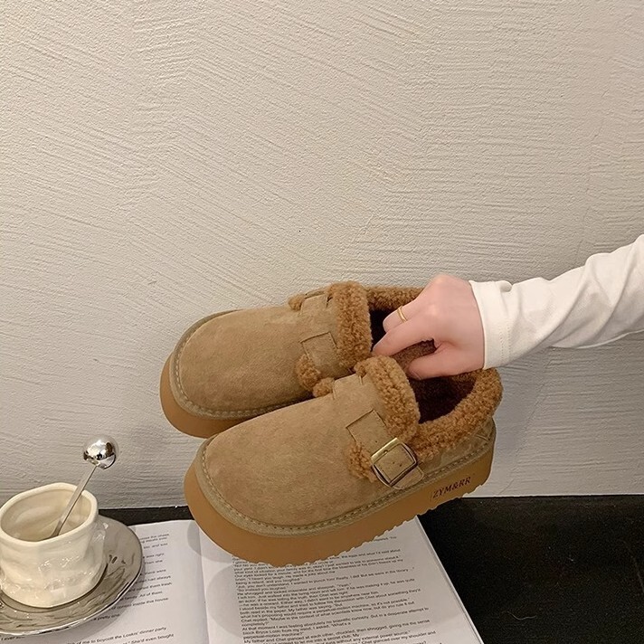 Ddmysports New Winter Thick Soled Height Increasing Snow Boots For Women Fleece Lined And Thickened Warm Clogs Cotton Shoes Outdoor Shoes