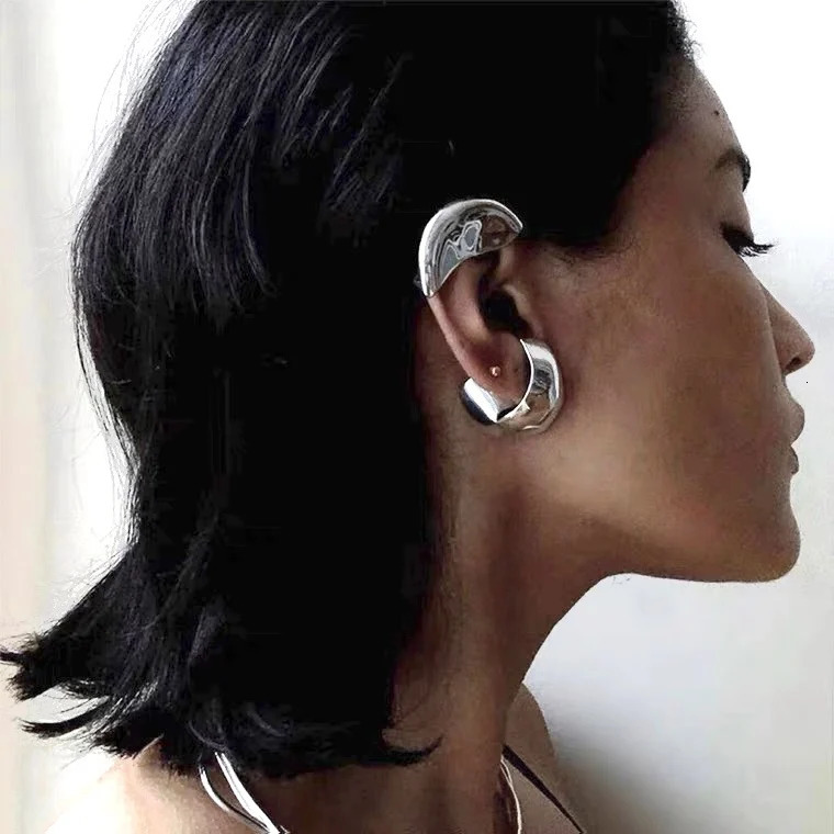 Punk Vintage Half Ear Contour Metal Ear Clip Exaggerate Stud Earrings For Women girls Ear Bones Clip Fashion Earring Jewelry 250610