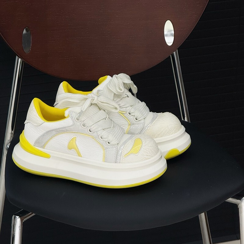 Ddmysports Spring Summer New Thick Soled Bread Sneakers Color Block Versatile Height Increasing Casual Sports Shoes Outdoor Shoes