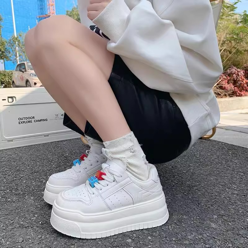 Ddmysports Spring New Korean Style Petite Thick Soled Height Increasing White Sneakers Casual Board Student Platform Women S Shoes Outdoor Shoes