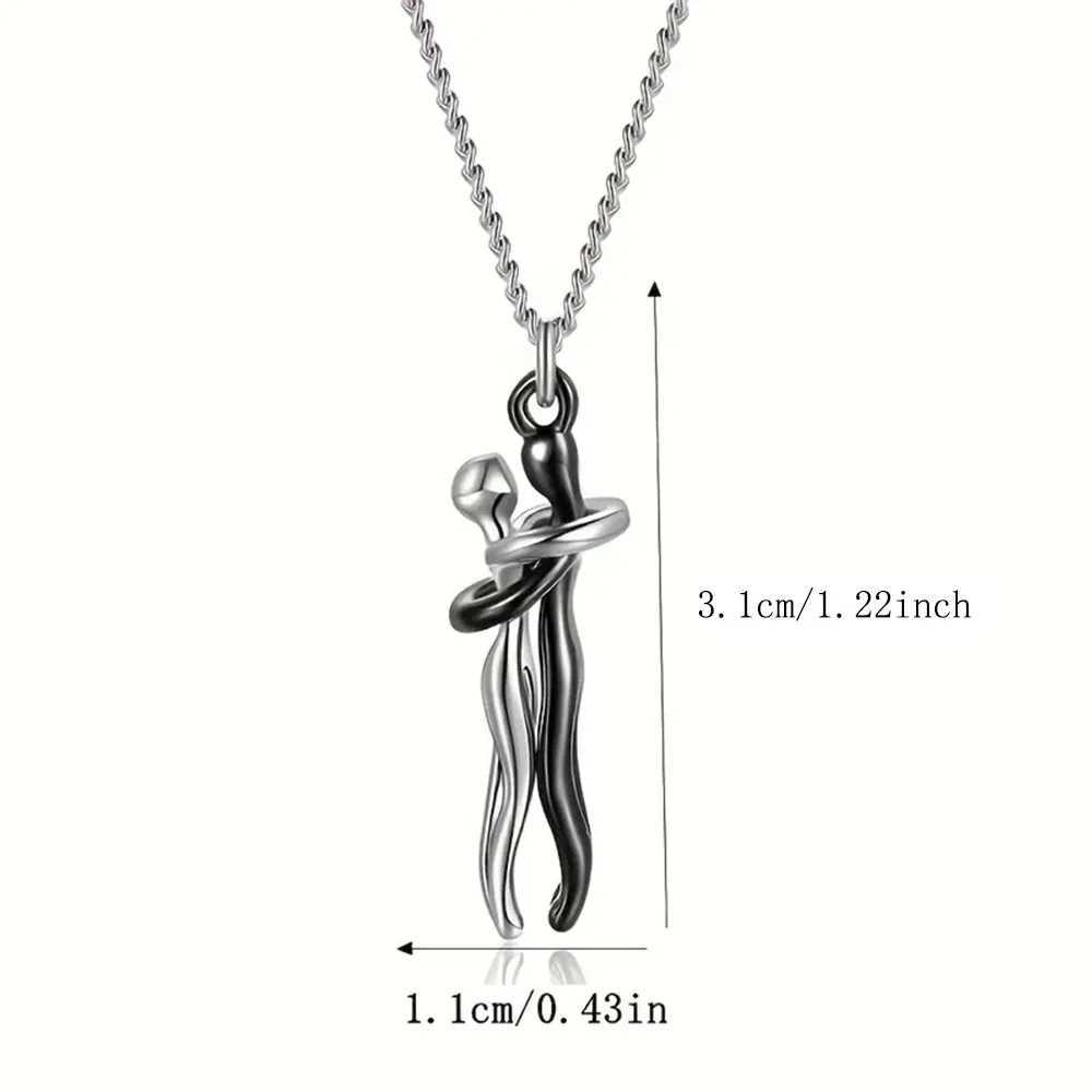 Chic Black Hug Pendant Necklace for Couples - Elegant SymbolPerfect for Party Daily Wear Z250614