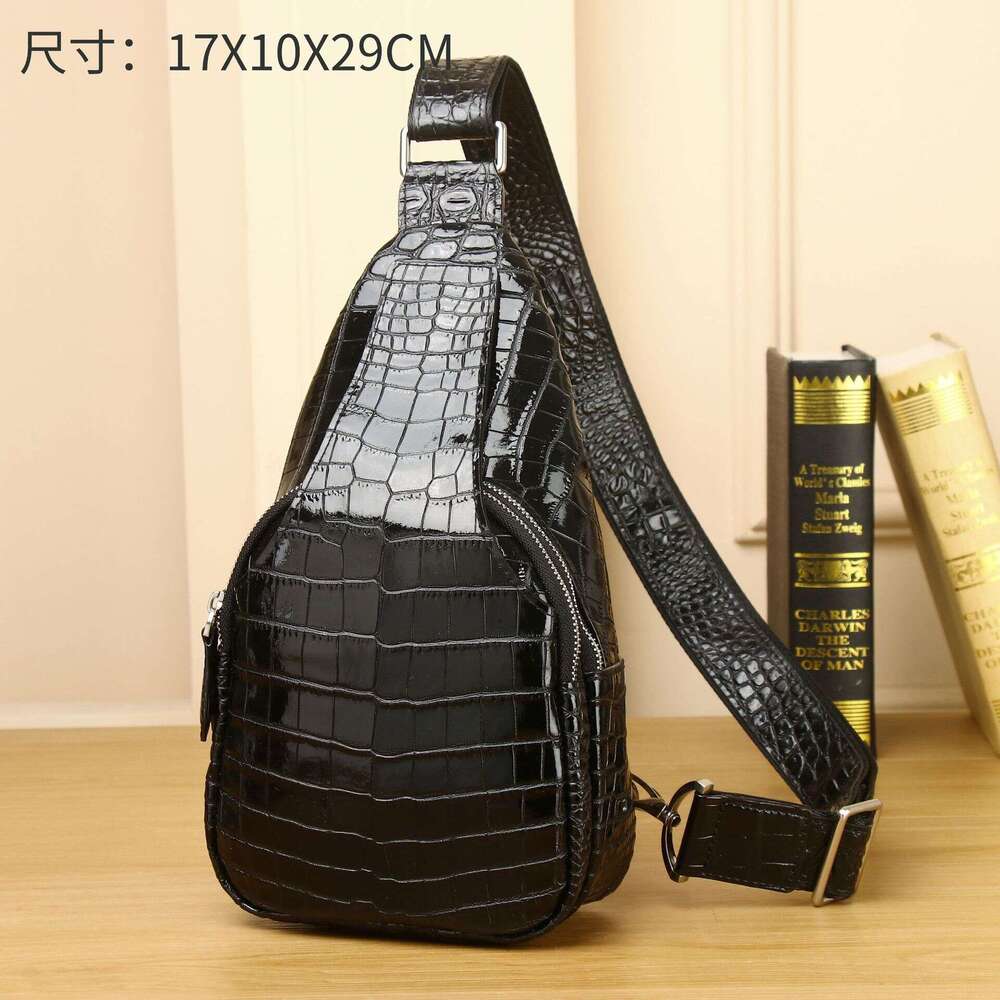 Crocodile Leather New Genuine Pattern Fashion High-end Front Chest Trendy Crossbody Men's Bag Store