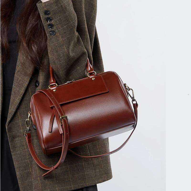 Toptrends Vogue Boston Genuine Leather Handbags For Women 2025 Designer Top Handle Pillow Ladies Shoulder Crossbody Bags