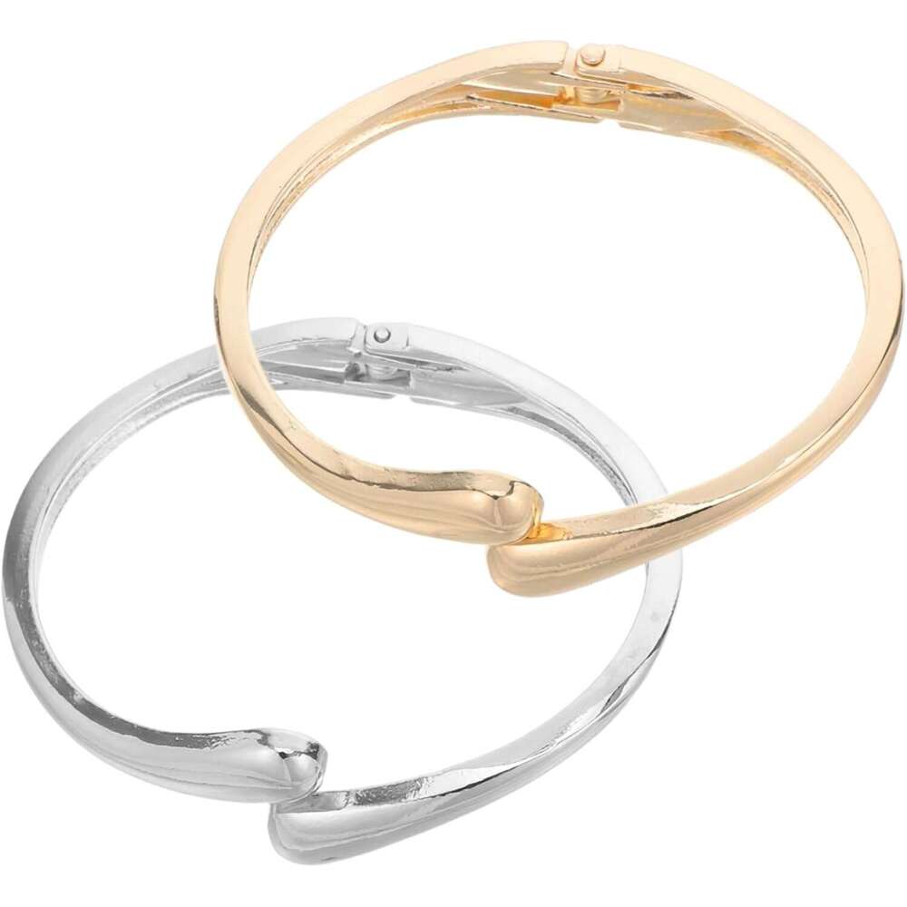 2pcs Unique Open Bangle Bracelets Women Glossy Hand Jewelry Comfortable Fit Birthdays Anniversaries and Special Ocns Statement Accessory for Any Event