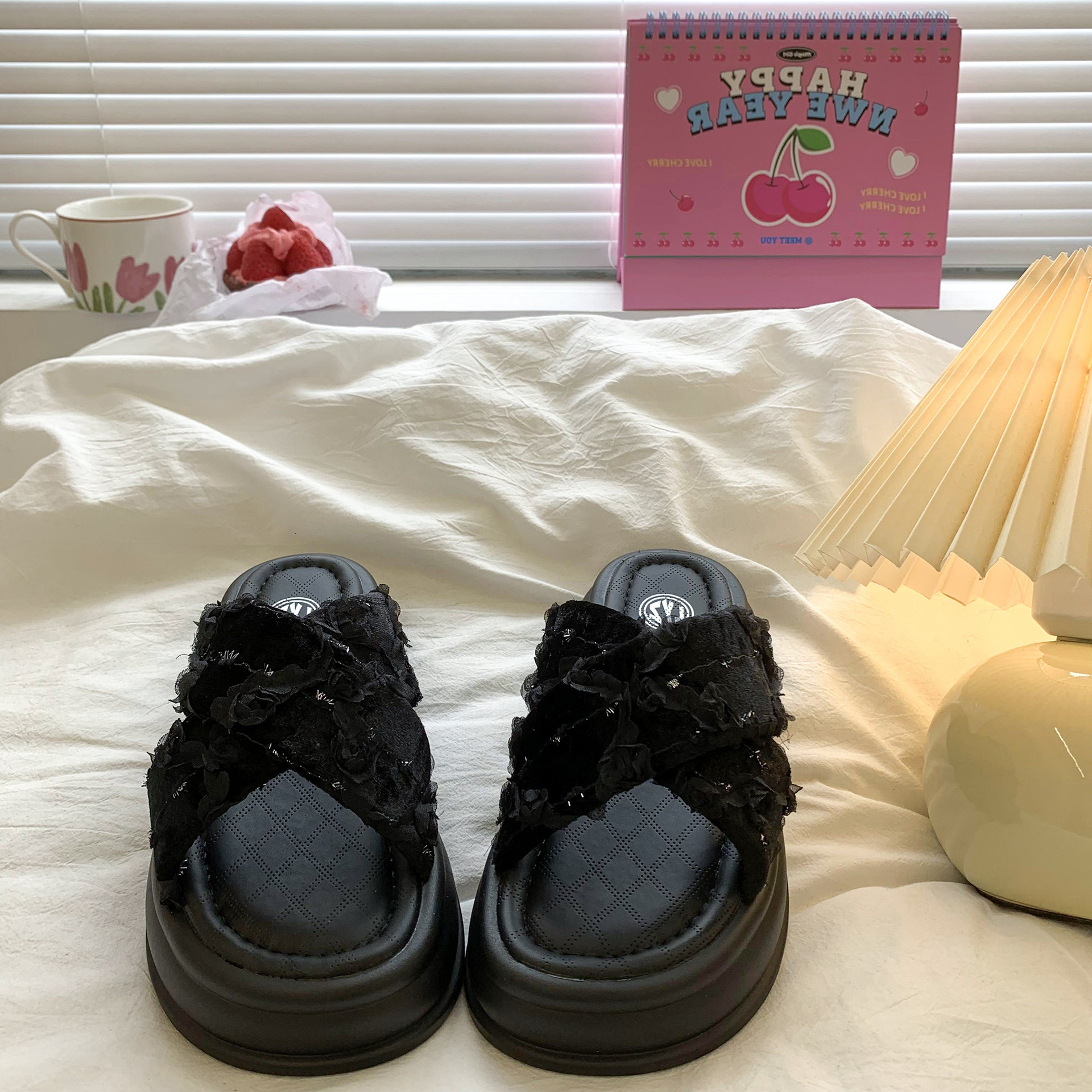 Ddmysports Height Increasing Thick Sole Summer New Fairy Style One Word Drag Non Slip Soft Bottom Beach Slippers Outdoor Shoes