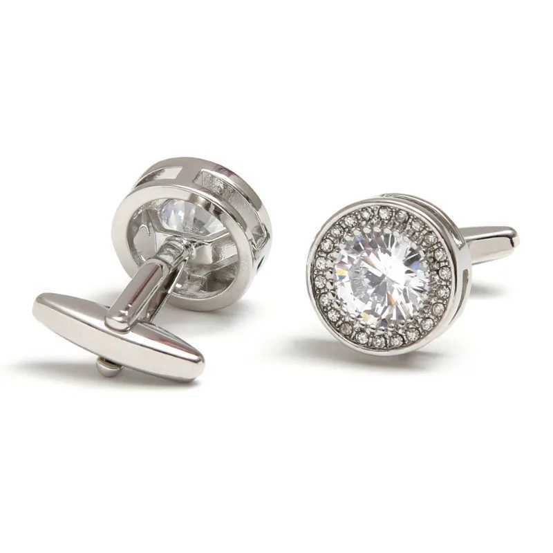 High-end Mens Cufflinks Sleeve Studs Elegant Round Rhinestone Cuff Links Shirt Buttons Wedding Banquet Luxury Jewelry XJ250614