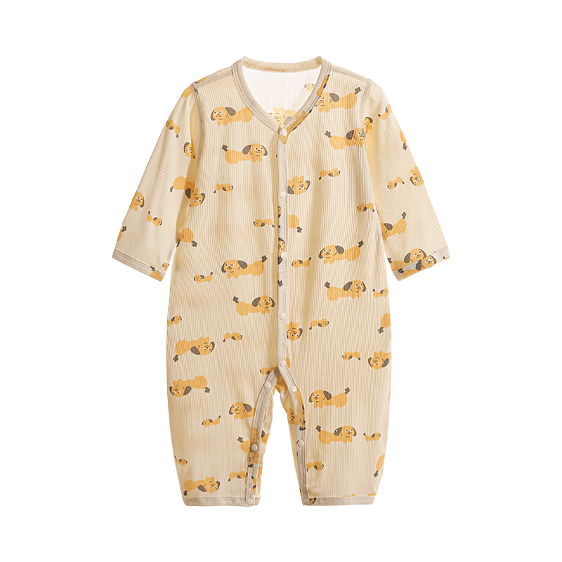 Modal baby jumpsuit summer thin men and women baby clothes home cool spring and summer air-conditioned clothes long-sleeved pajamas
