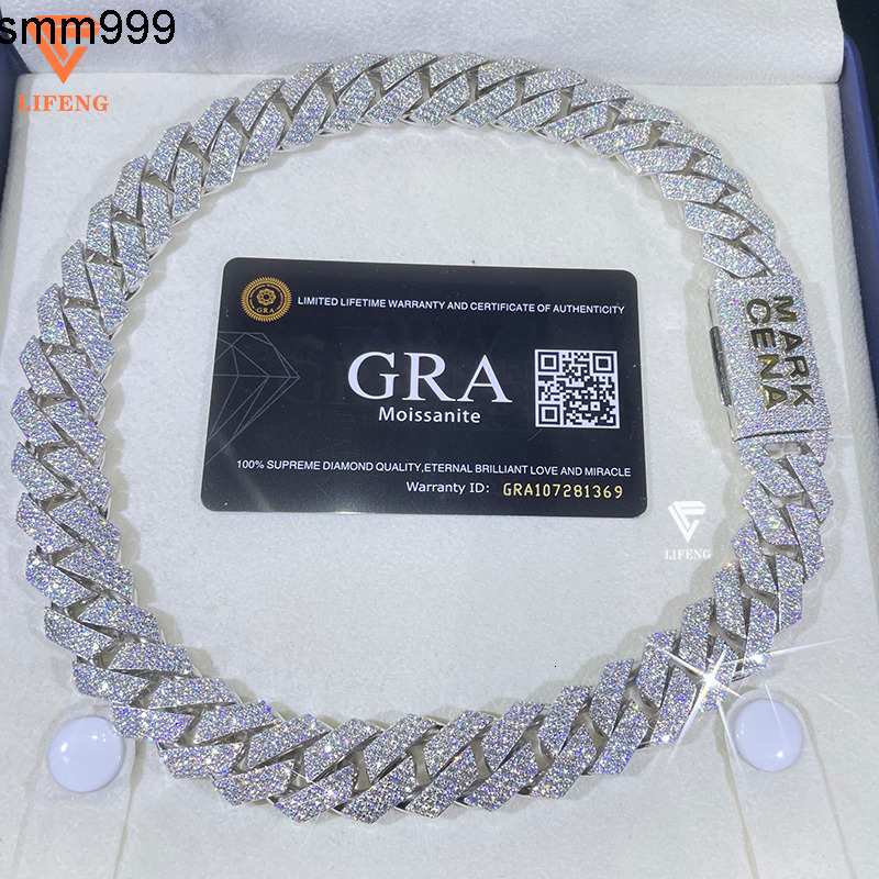 High Quality 18mm Moissanite Necklace for Men VVS White Gold Plated Miami Cuban Link Chain Hip-hop Style