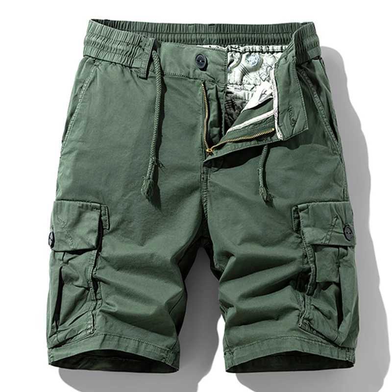 Men Summer New Brand Cotton Cargo Shorts Mens Classic Casual Multi-pocket Tactical Shorts Pants Elastic waist Jogger Shorts Male W250614