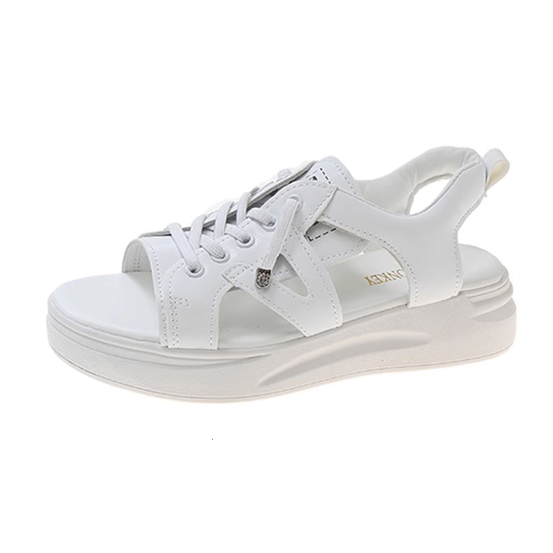 Ddmysports Summer New Women S Shoes Thick Sole Hollow Out Platform Fashion Casual Sports Flat White Sneakers Sandals For Outdoor Shoes