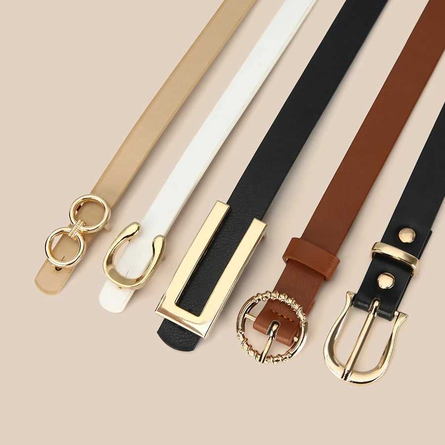 5pcs Belt Wen Fashion PU Leather Thin Belts with Alloy Buckles in Solid Color Simple Pin Buckle Thin Belt For Jeans Dresses X250614