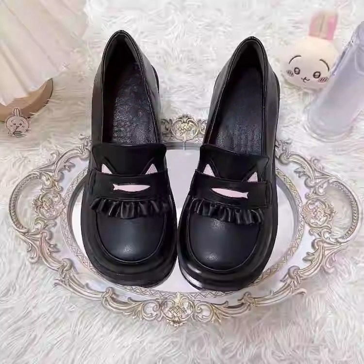 Ddmysports New JK Uniform High Heel Mary Jane Leather Shoes For Women British Style Spring Thick Sole Height Increasing Loafers Outdoor Shoes