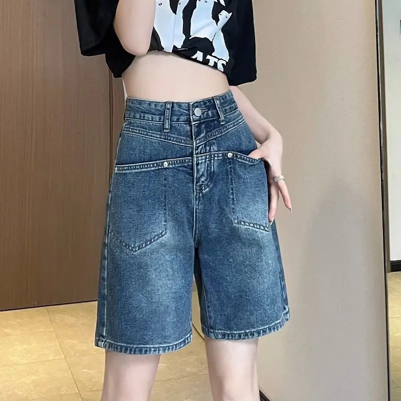 High-waisted Five-point Denim Shorts for Women in Summer Thin Large Size Loose 250613