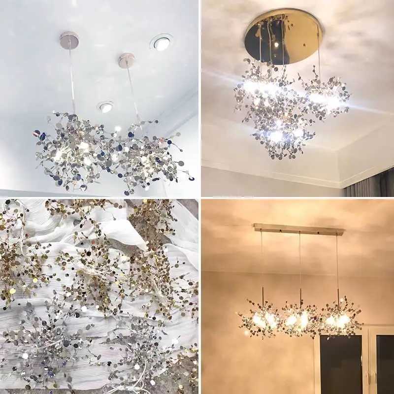 Modern Gold LED Ceiling Pendant Light Fixture Home Decoration Hanging Lamps Dining Room Bedroom Living Room Wall Lustre ChromeXJ2500613