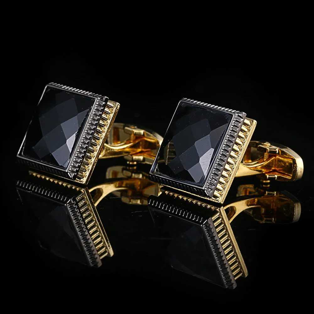 New Fashion Black Crystal Cufflinks For Men Golden Lawyer Copper Wedding Gifts French Style Shirt Buttons Jewelry GiftsXJ250614