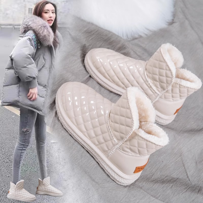 Ddmysports Fleece Lined Snow Boots For Women Thick Soled Outdoor Wear Winter New Style Sheepskin Short Thickened Non Slip Cotton Shoes Outdoor Shoes