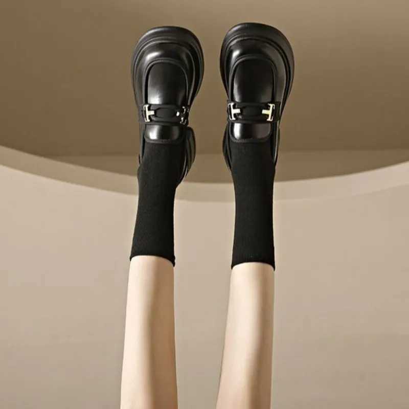 Casual Women Shoes Women Shoes Shallow Black Flat Soled Oxford Shoes Versatile Round Toe s Thick Soled British Style Loafers XJ250614