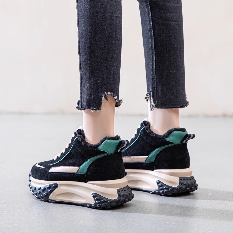 Ddmysports Thick Soled High Top Fleece Lined Dad Sneakers Women New Winter Cotton Shoes For Petite Casual Sports Versatile Outdoor Shoes