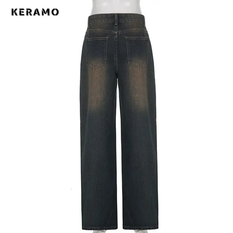 Aesthetic Street Style Harajuku Jeans Womens Casual Mop Full Length Pants Summer Vintage Y2K Punk Baggy Denim Trouser 250612