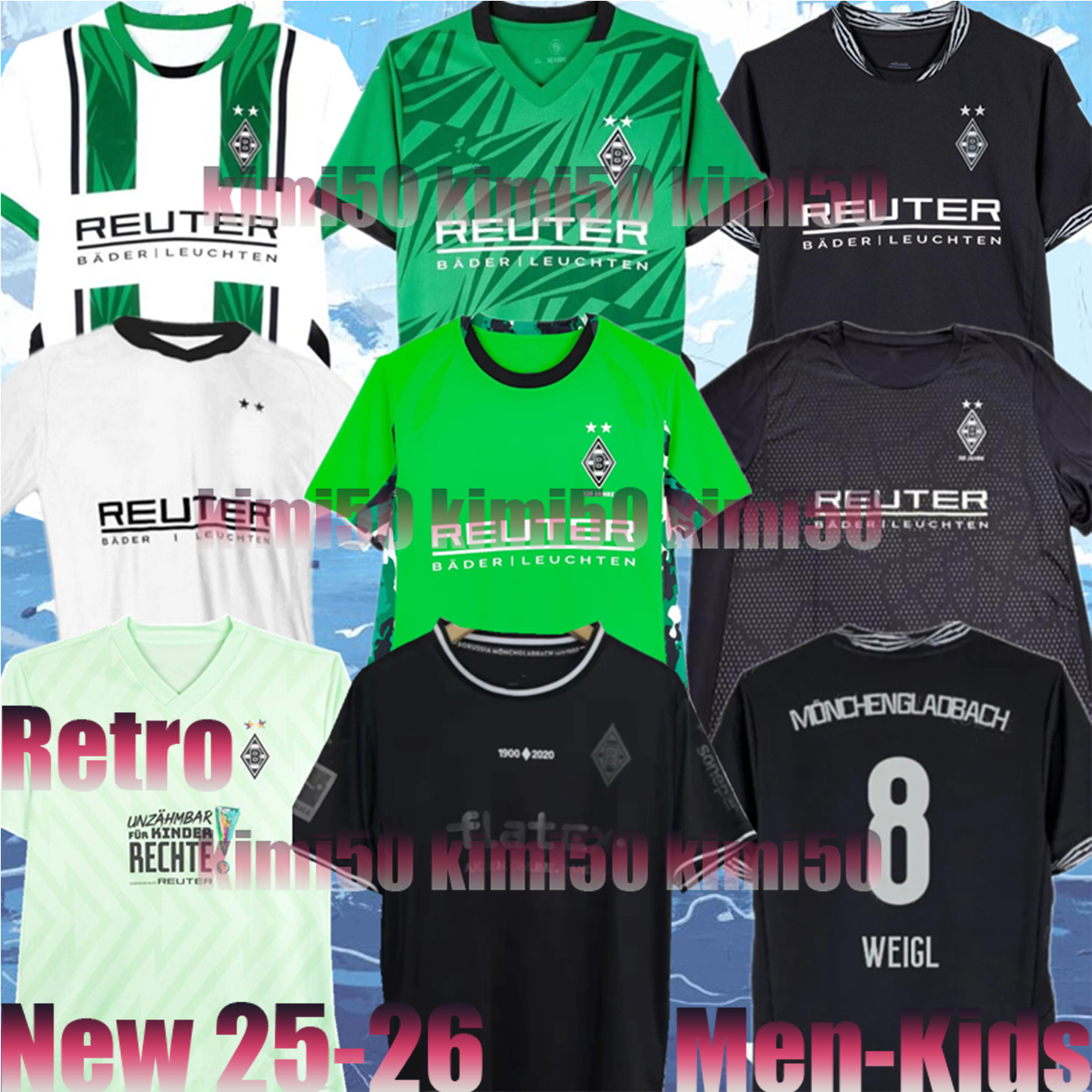 2025/26 Borussia Monchengladbach soccer jerseys VERSION 120TH KLEINDIENST STINDL ELVEDI ZAKARIA PLEA HONORAT REITZ HERRMANN NGOUMOU Mens Kids Kit Football Shirts
