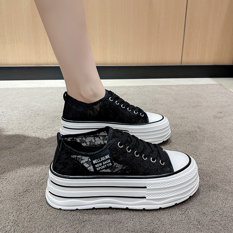 Ddmyoutdoor Canvas For Women New Summer Breathable Mesh With Skirt White Shoes Thick Sole Height Increasing Fisherman Sneakers Outdoor Shoes