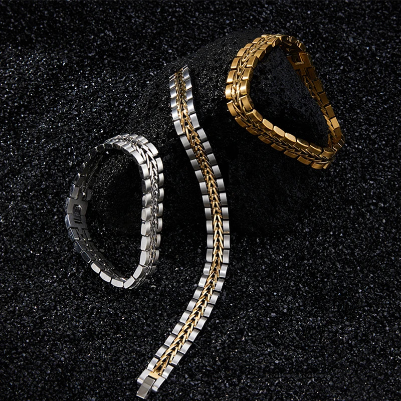 ROXI | 2025 Stainless Steel Cuban Bracelet for Men Charm Party Jewelry Gold Plated Original Drop 250603