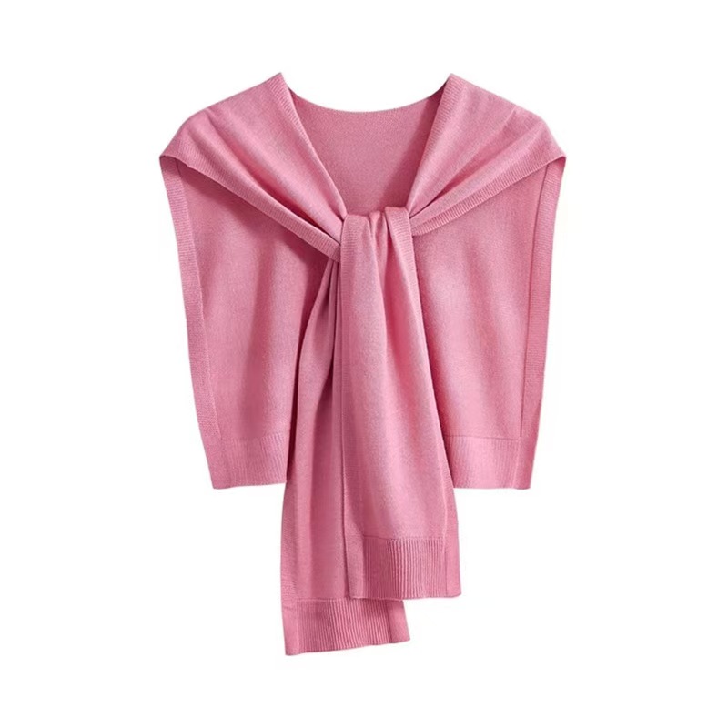K1017 2025 Summer Office Internet Celebrity Multifunctional All-match Thin Outerwear Air-conditioned Room Knitted Shawl Solid Color Small Waistcoat