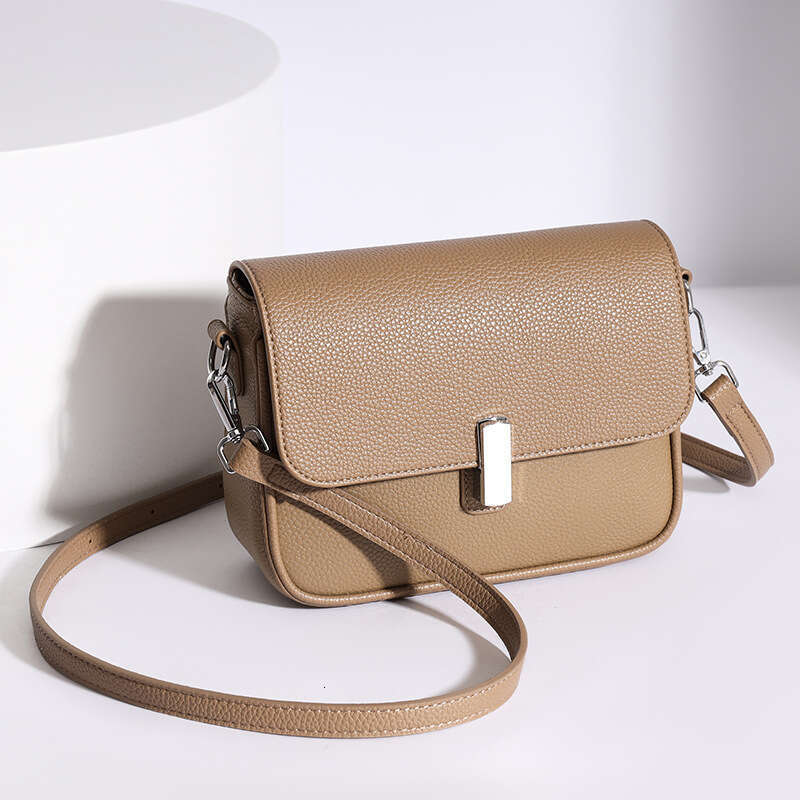 Women's Crossbody Textured Genuine Leather Small Square New Korean Style Simple Versatile Shoulder Bag