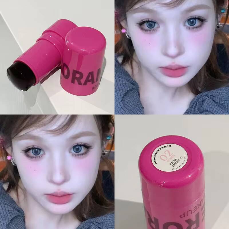 Jelly Lipstick Milk Facial Rouge Cream Moisturize Powder Blusher Stick Waterproof Long-lasting No Fading Korean Cosmetic happy