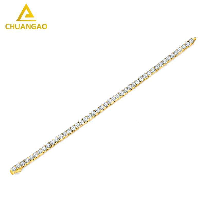 925 Sterling Silver Moissanite Bracelet with VVS Pass Diamond Tester Gold Plated Charm Bracelets