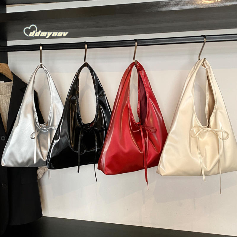 Korean Style Casual Crossbody for Women 2025 Spring New Sweet Simple Underarm Bag with Strap and Bowknot Handbag ddmynov