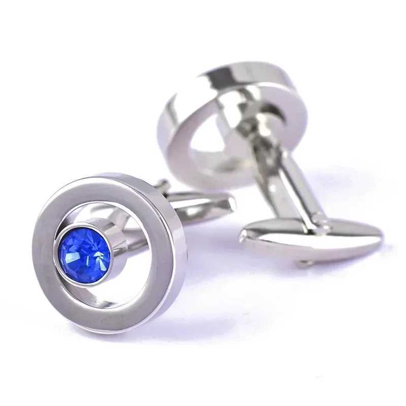 French Shirt Cufflinks Mens and Womens Business Banquet Wedding Speech Gifts Simple High Grade Metal Blue Crystal Cuff Links XJ250614