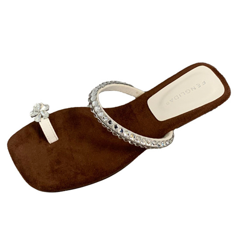 Ddmyoutdoor Rhinestone Ring Sandals Summer New Casual Versatile Beach Vacation Outdoor Open Toe Slippers For Women Outdoor Shoes