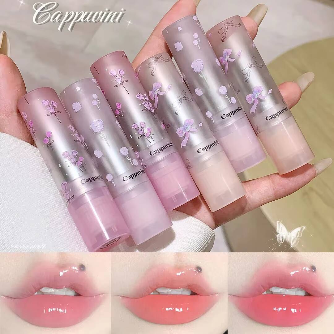 6 Colors Jelly Glaze Non-stick Lip Tint Moisturizing Crystal Lipstick Glass Gloss Lasting Tender Repair Lips Care Cosmetic happy