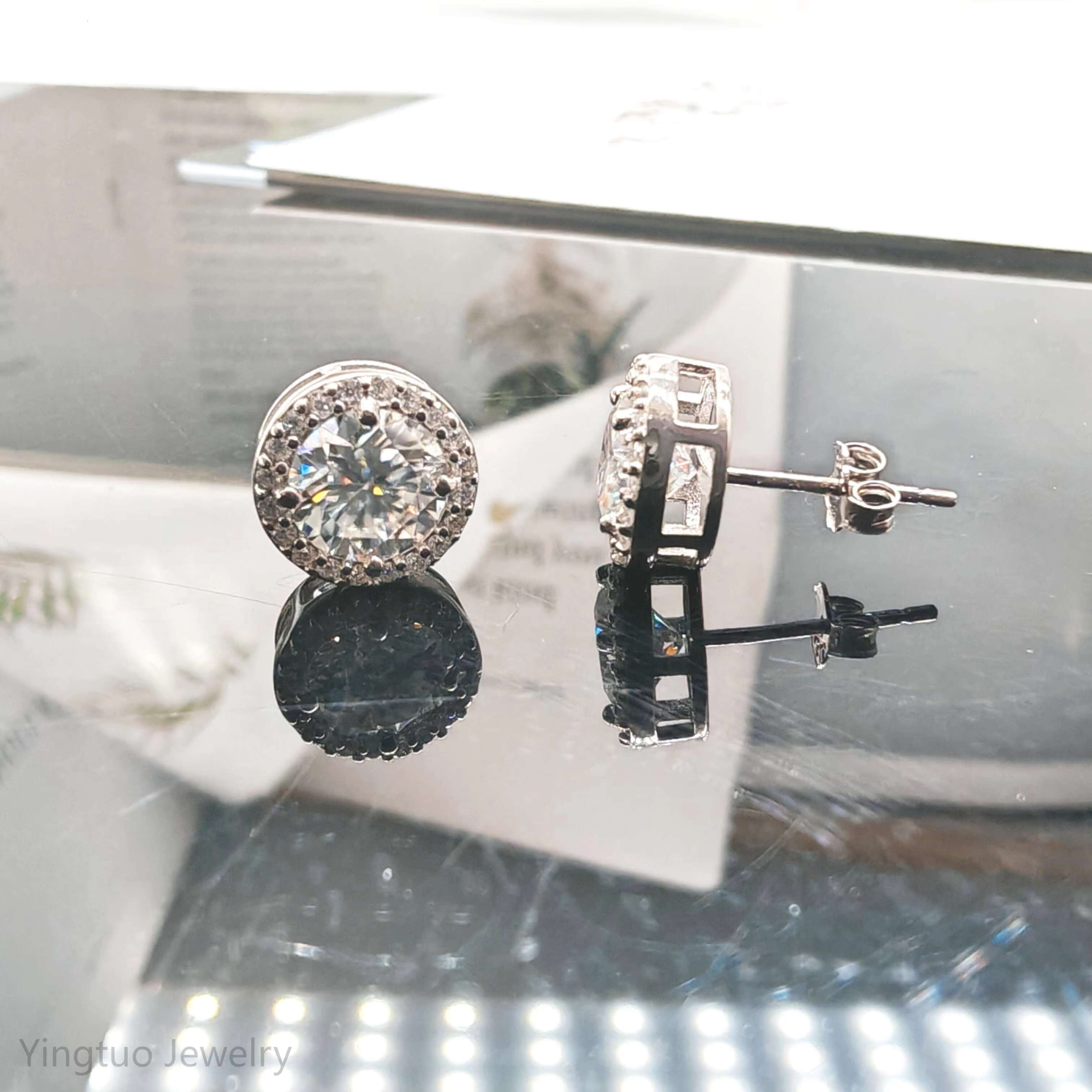 Hip-hop Moissanite Stud 1ct VVS 925 Sterling Silver Men Women Jewelry Flower Cluster Halo Diamond Earrings With GRA Certificate