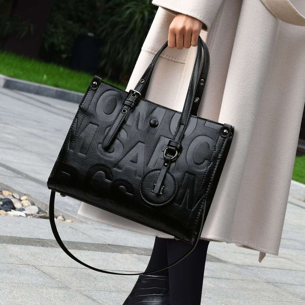 Handbag Fashion Letter Embossed Women New Large Capacity Commuter Tote Bag