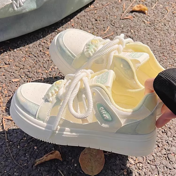 Ddmysports Summer Women S White Sneakers New Breathable Mesh Versatile Niche Bread Thick Sole Sports Board Shoes Outdoor Shoes