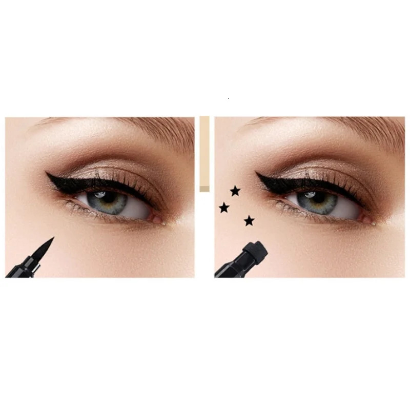 Waterproof Double Head Star Seal Eyeliner Long Lasting Makeup Non-smudging Novice Heart Plum Embellished Eye Tail Eyeliner 250614