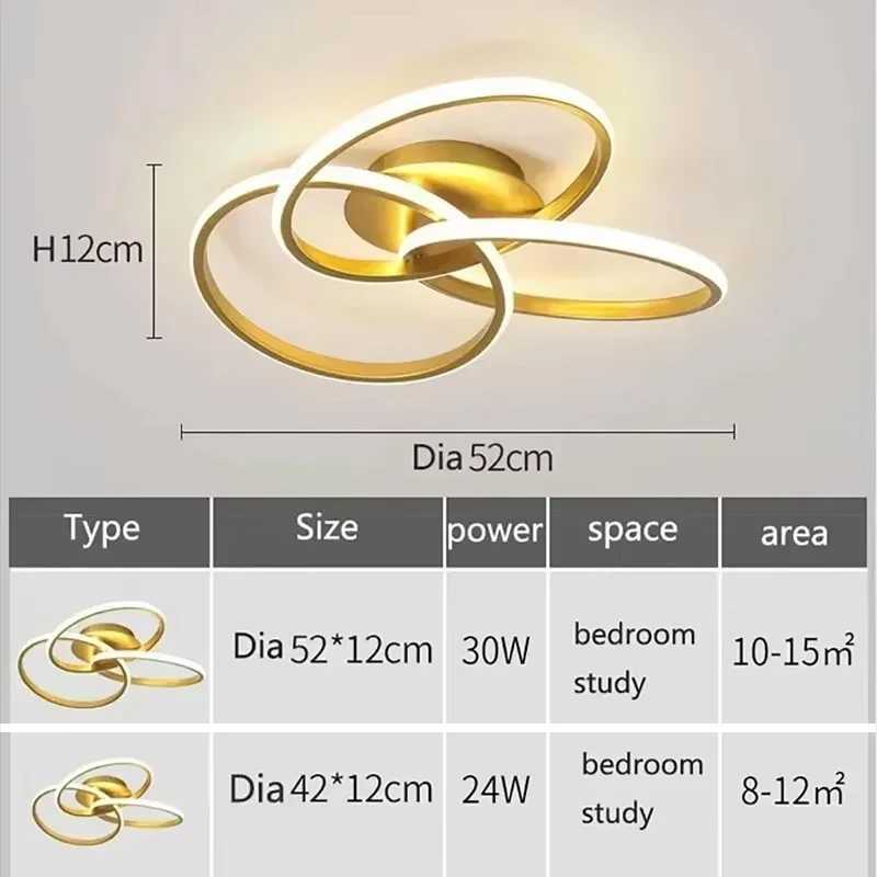 Modern LED Ceiling Light 52CM Black Gold Cloverleaf Light For Bedroom Living Room Corridor Home Decor Indoor Lighting fixtures XJ2500613