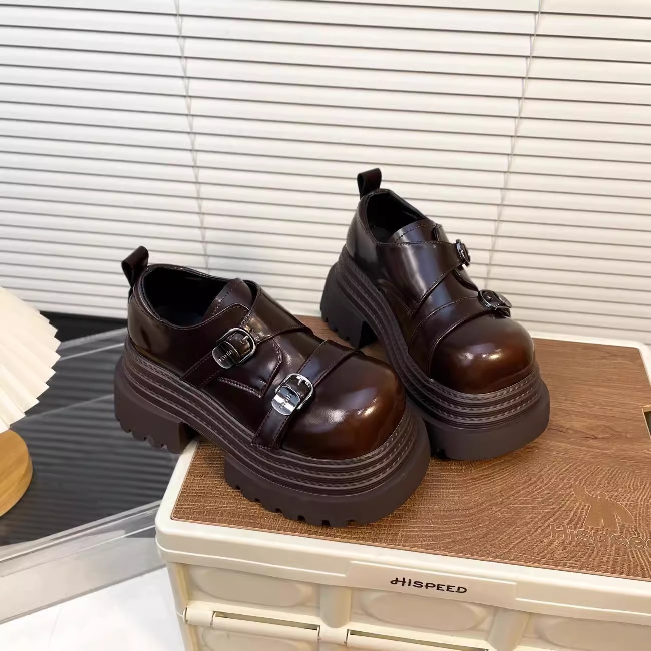 Ddmysports Spring British Style Black Leather Shoes New Lightweight Thick Sole Height Increasing Loafers For Petite Women Outdoor Shoes