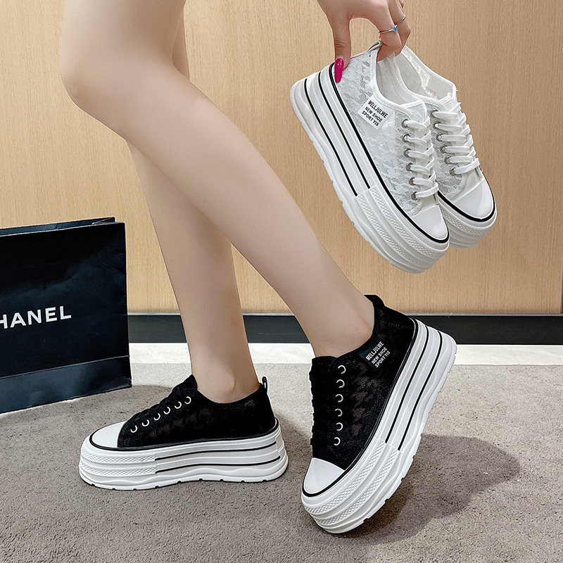 Ddmyoutdoor Canvas For Women New Summer Breathable Mesh With Skirt White Shoes Thick Sole Height Increasing Fisherman Sneakers Outdoor Shoes