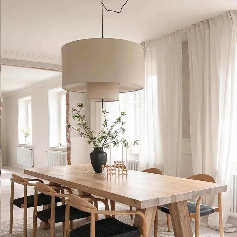 Modern Nordic Minimalist E27 Fabric LED Chandelier for Living Dining Room Bar Bedroom Pendant Lights Restaurant Hanging Lamp Fixture XJ2500613
